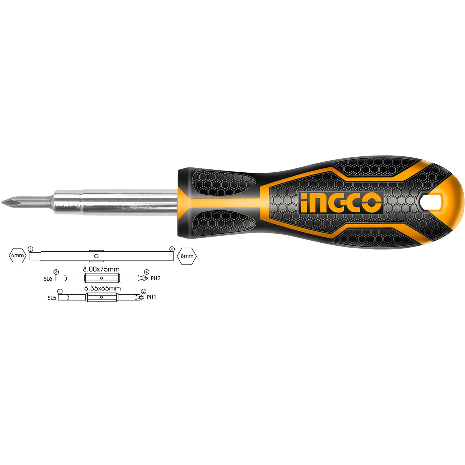 Screwdriver Set (6 in 1) (Industrial) Ingco Tools South Africa